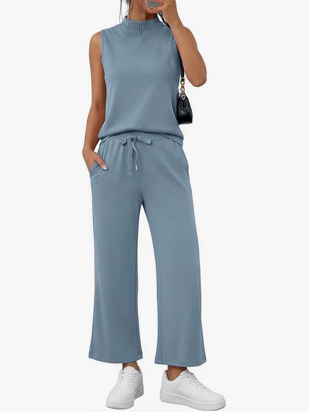 Casly Lamiit 2 piece women’s Sleeveless Wide-Leg set XxL in Dusty Blue-Gray